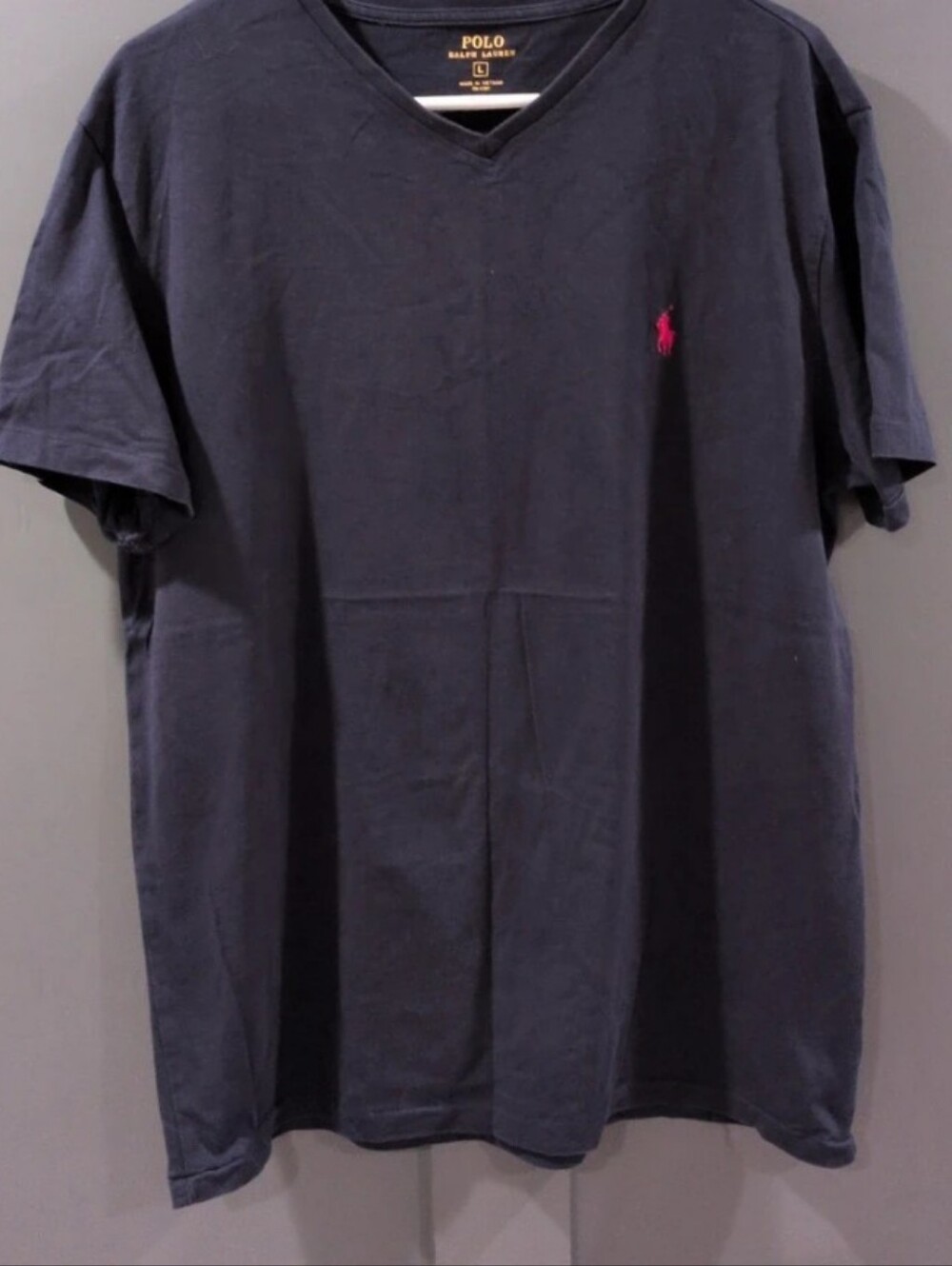 Polo by Ralph Lauren Navy V-Neck Tee with Red Pony Logo